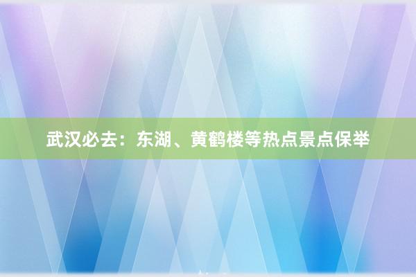 武汉必去：东湖、黄鹤楼等热点景点保举