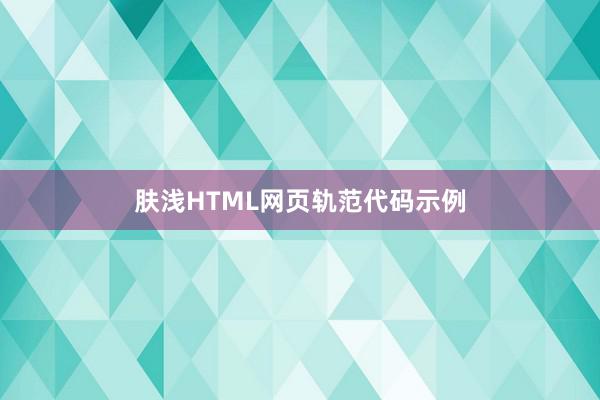 肤浅HTML网页轨范代码示例